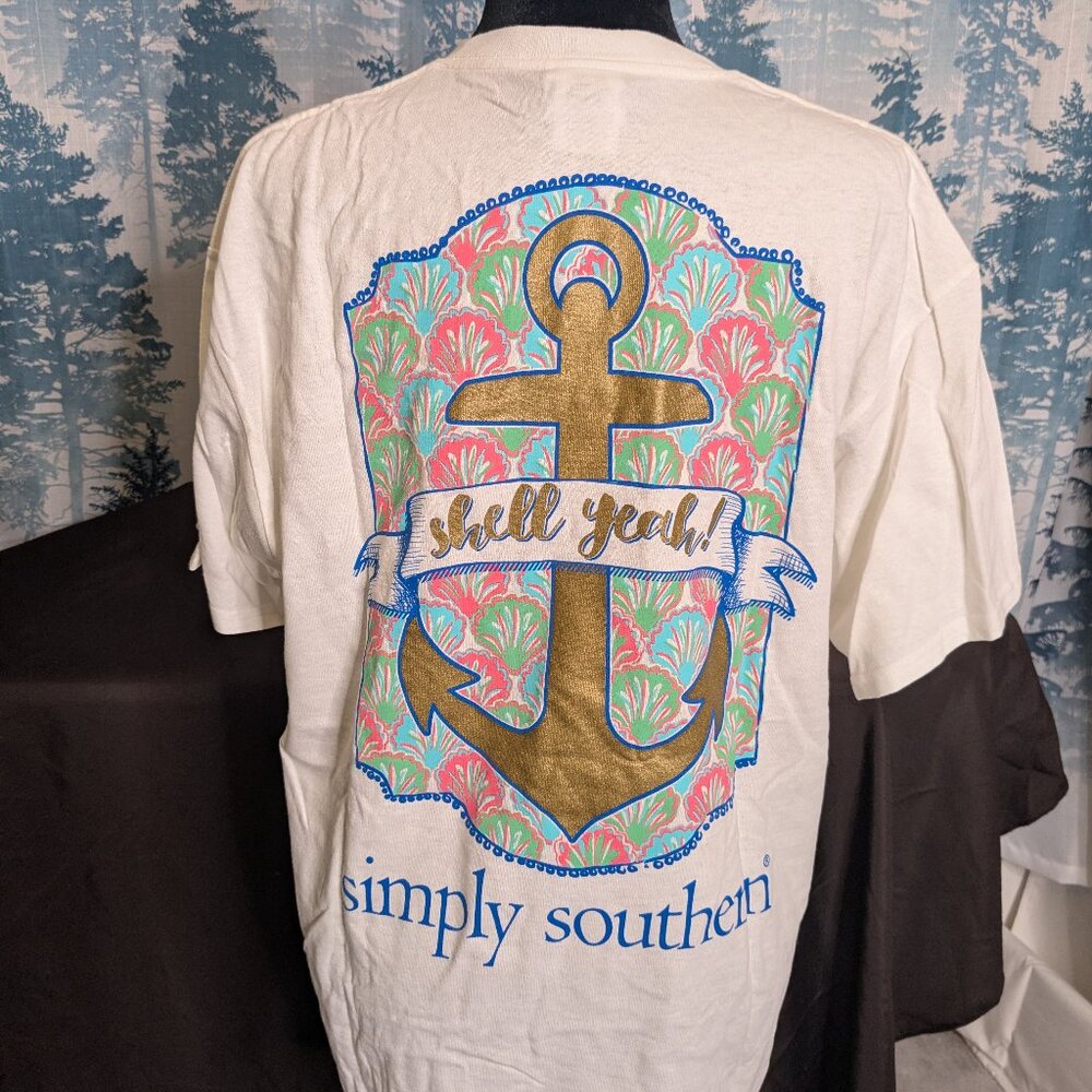 ⚓ Simply Southern “Shell Yeah!” Nautical Graphic Tee – Size Large Excellent Pre-